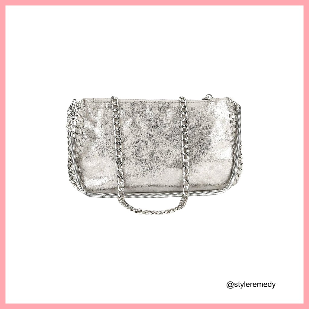 Crossbody Bag With 3 Detachable Straps, Top Handle, Metal Chain Zipper
